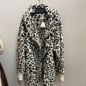 Hem & Thread Cream and Black Leopard Teddy Jacket